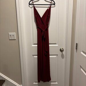 AKIRA Deep Red V-Neck Jumpsuit